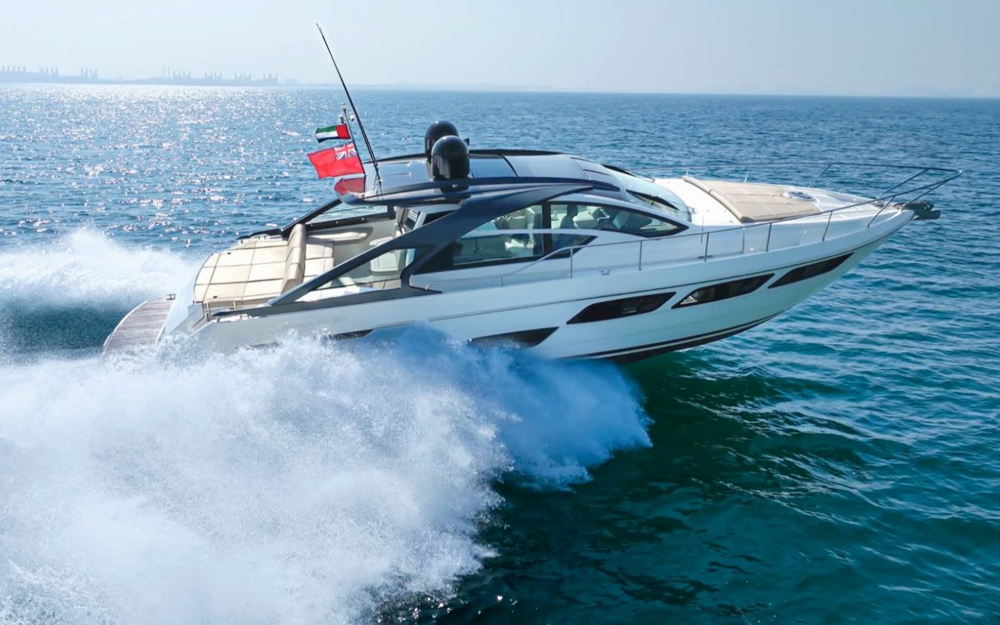 Pershing 5X Pearl White yacht in Dubai